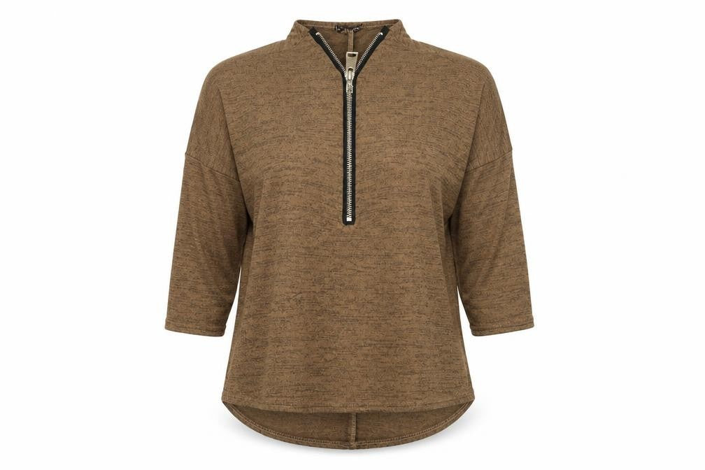 Be Jealous Womens Brown V-Neck  Polyester Pullover Jumper Size M
