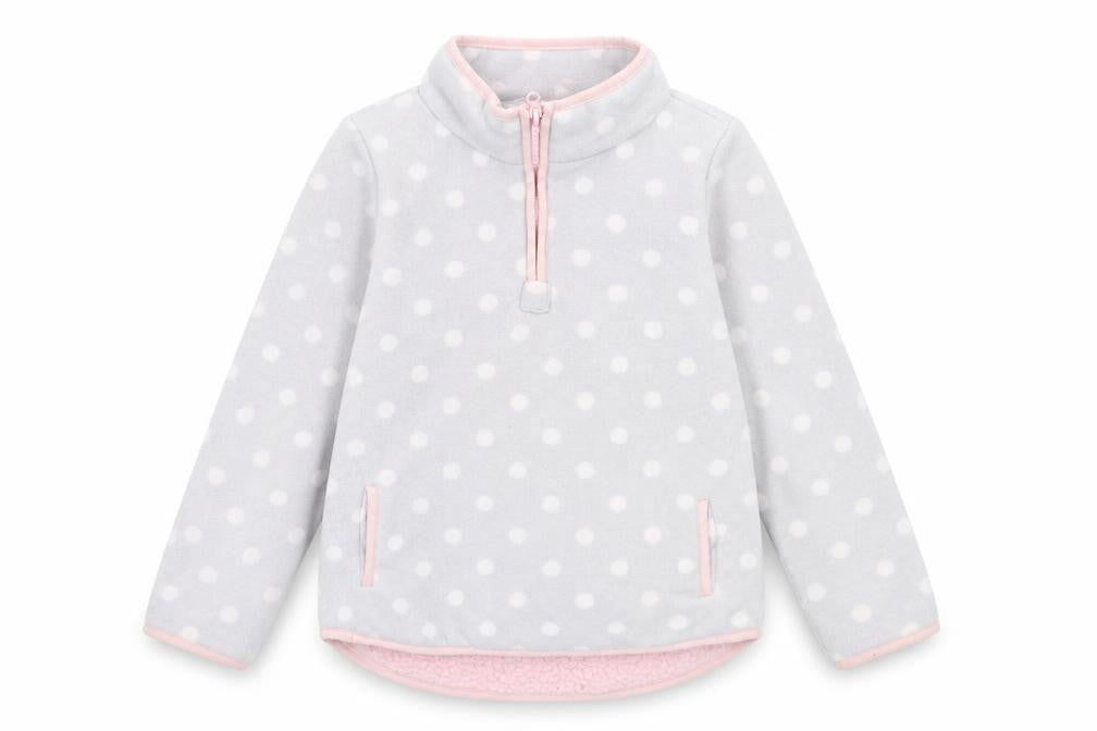 Carter's Girls Grey Polka Dot Polyester Henley Sweatshirt Size 7 Years