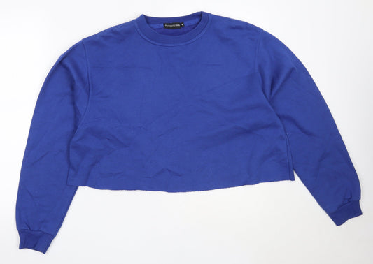 PRETTYLITTLETHING Womens Blue  Cotton Pullover Sweatshirt Size M