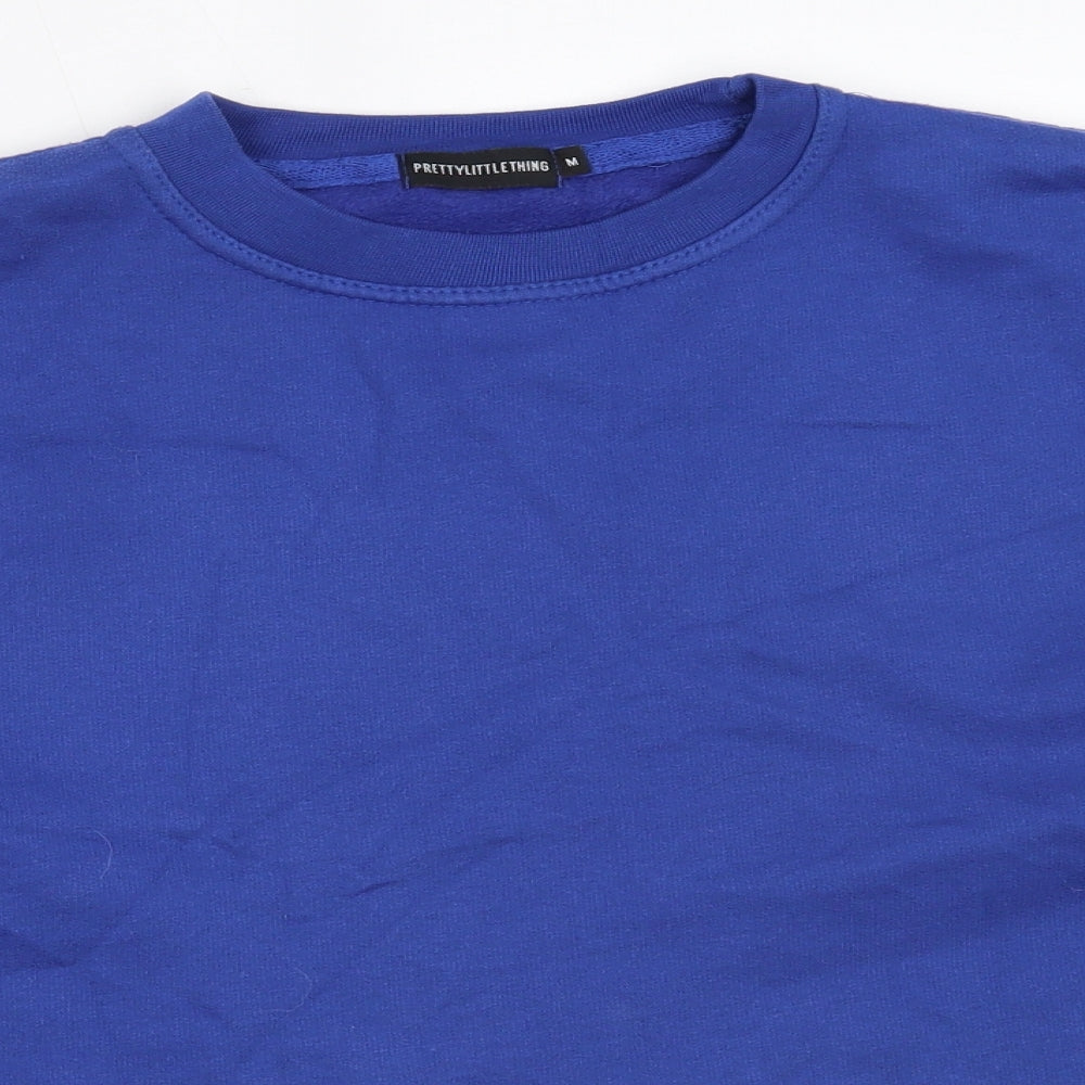 PRETTYLITTLETHING Womens Blue  Cotton Pullover Sweatshirt Size M