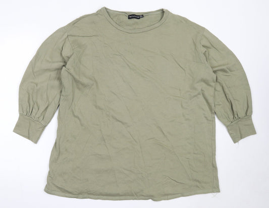 PRETTYLITTLETHING Womens Green  Cotton Pullover Sweatshirt Size 8