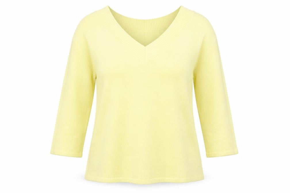 Signature Experience Womens Yellow V-Neck  Cotton Pullover Jumper Size L