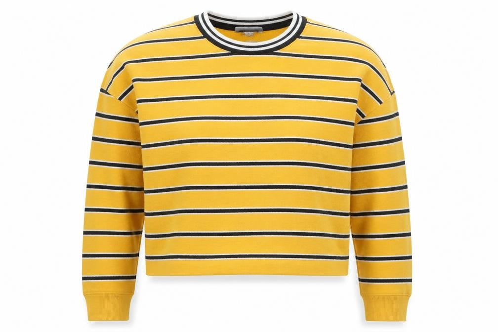 Primark Womens Yellow Striped Polyester Pullover Sweatshirt Size XS