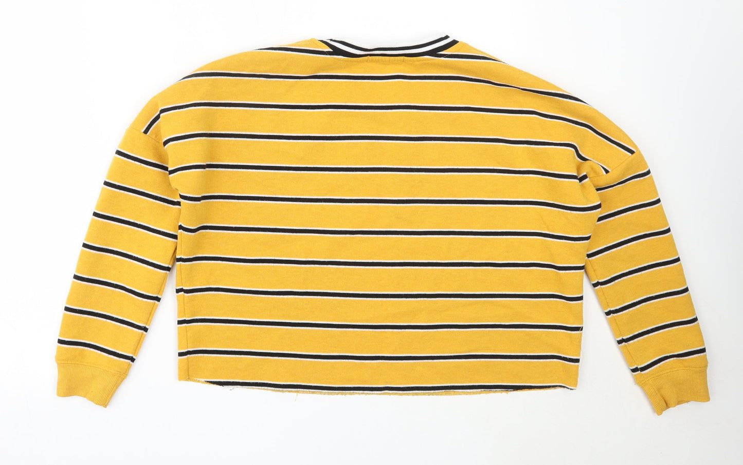 Primark Womens Yellow Striped Polyester Pullover Sweatshirt Size XS