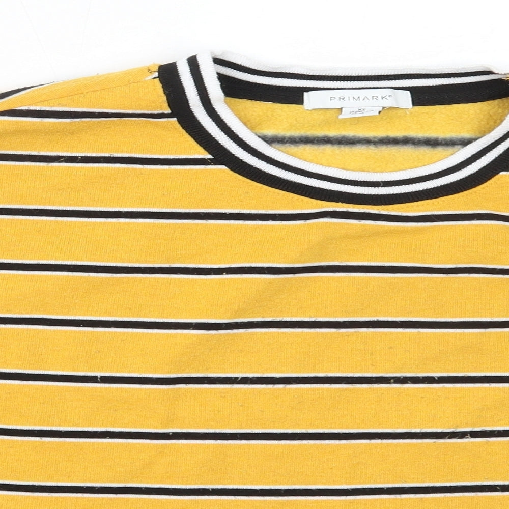 Primark Womens Yellow Striped Polyester Pullover Sweatshirt Size XS