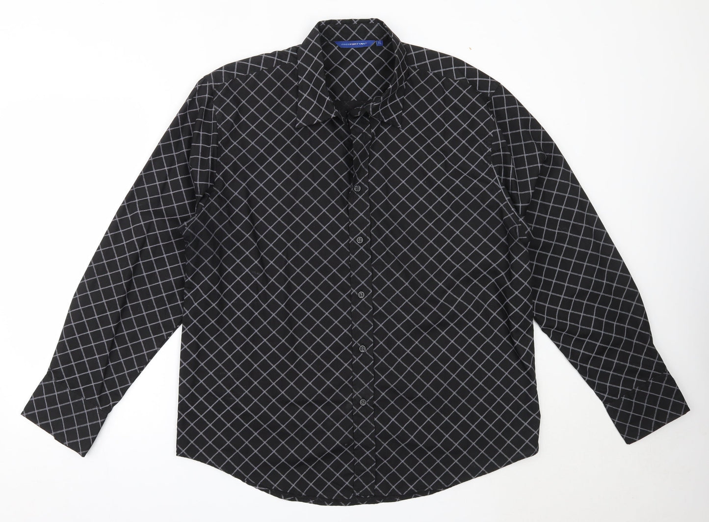 Freeport Mens Black  Polyester  Button-Up Size XL Collared