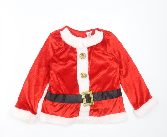 George Boys Red  Polyester Basic T-Shirt Size 7-8 Years Collared  - Santa Fancy Dress