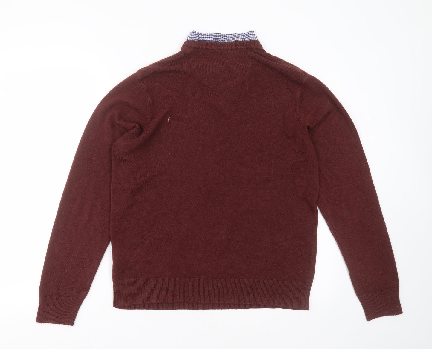 Hutson Harbour Mens Red Collared  Acrylic Pullover Jumper Size M   - burgundy