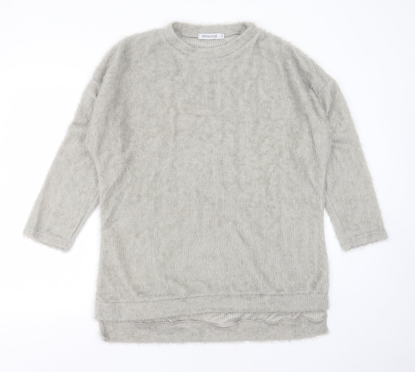 MissLook Womens Grey Round Neck  Cotton Pullover Jumper Size 2XL