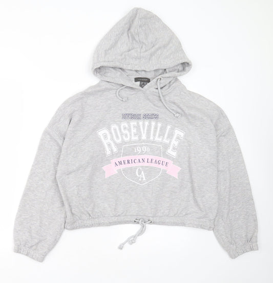 Primark Womens Grey  Polyester Pullover Hoodie Size S   - cropped