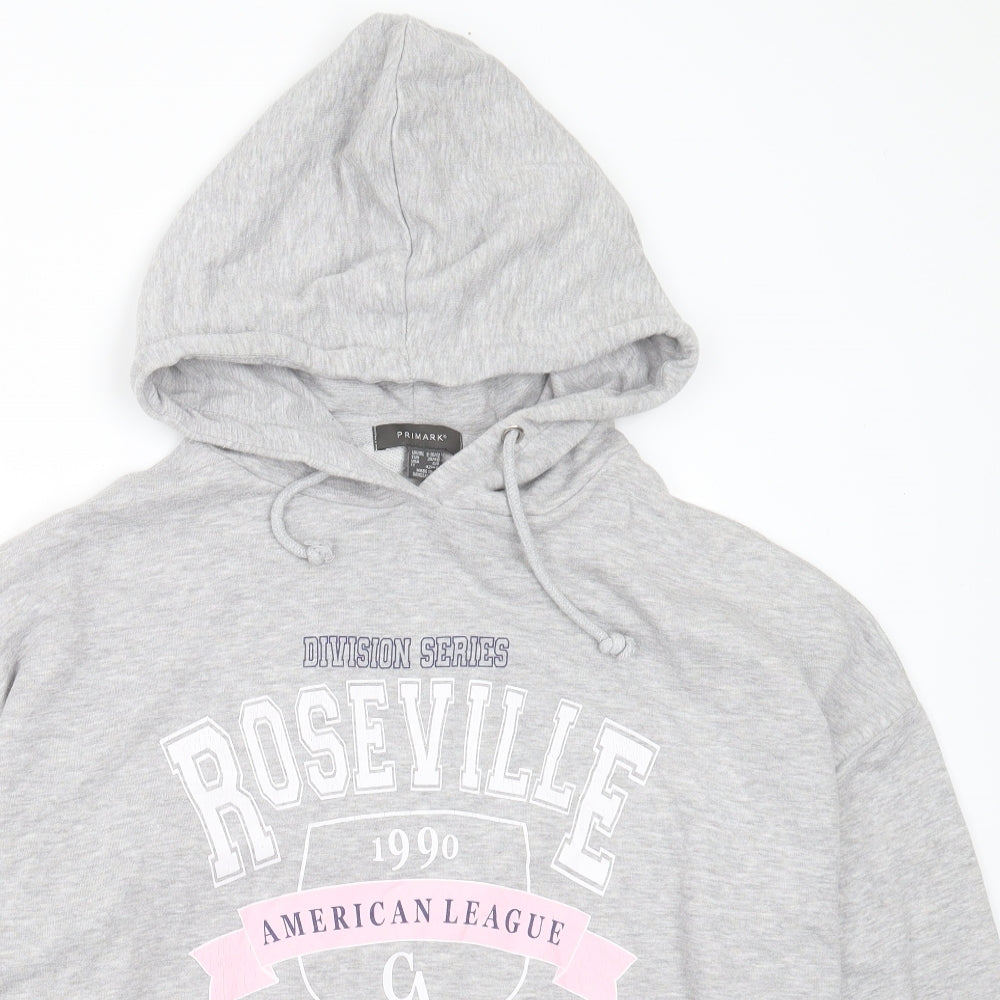 Primark Womens Grey  Polyester Pullover Hoodie Size S   - cropped