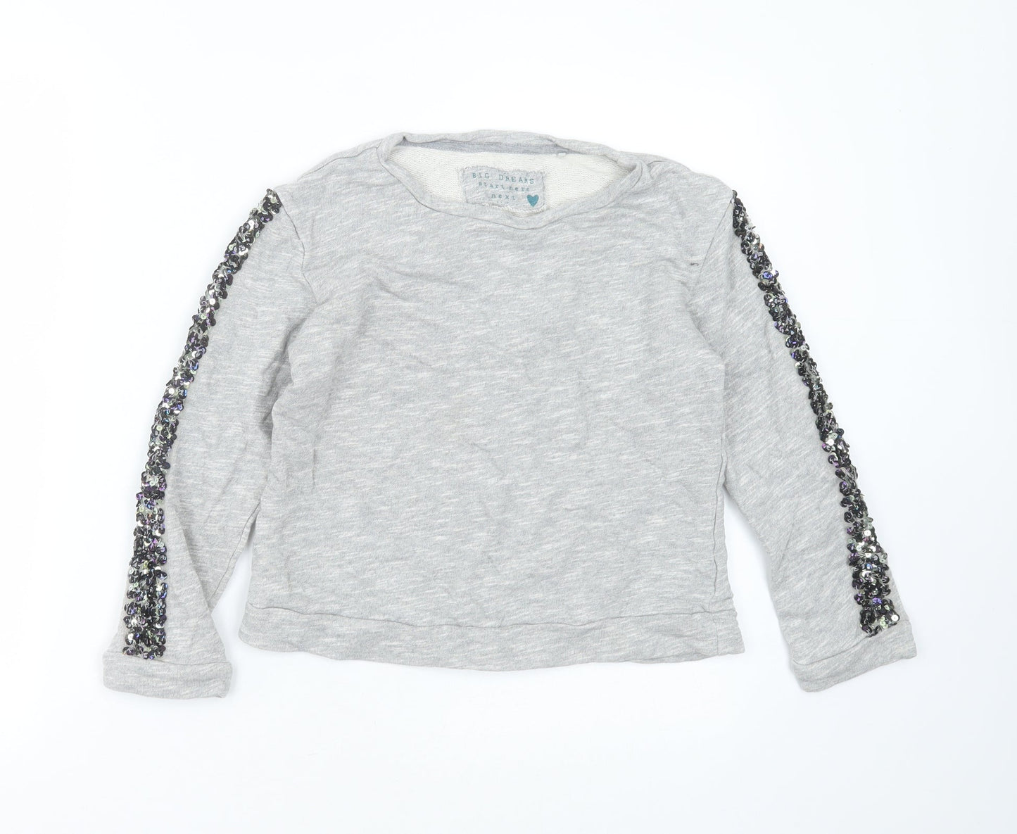 NEXT Girls Grey  Cotton Pullover Sweatshirt Size 9 Years   - sequins