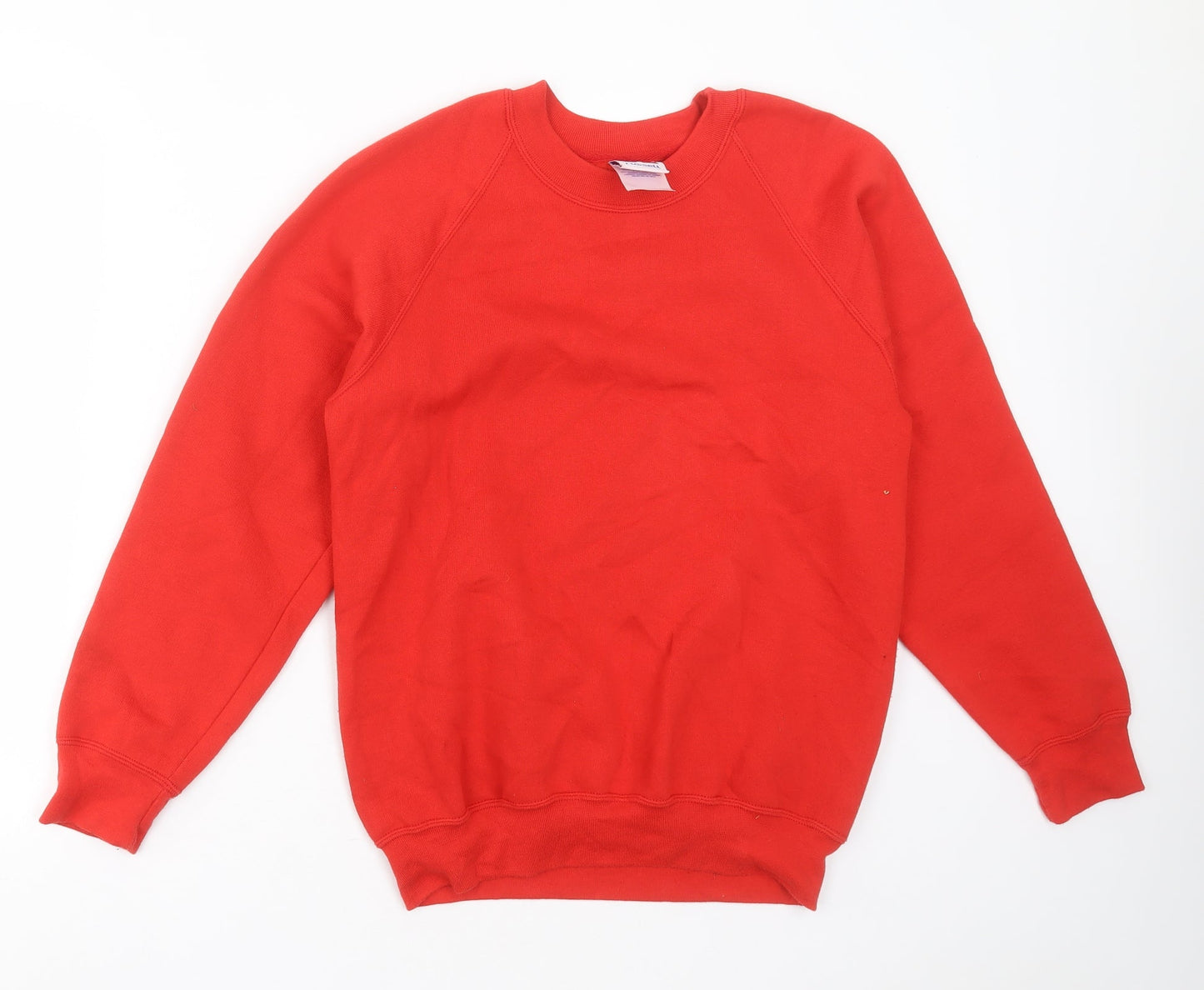 Russell Mens Red  Cotton Pullover Sweatshirt Size XS