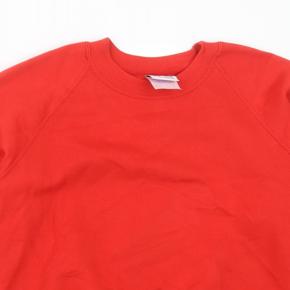 Russell Mens Red  Cotton Pullover Sweatshirt Size XS