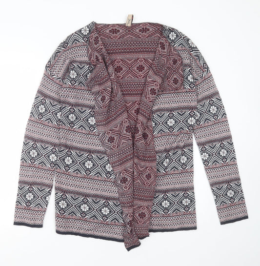 MultiBlu Womens Blue V-Neck Geometric Viscose Cardigan Jumper Size M