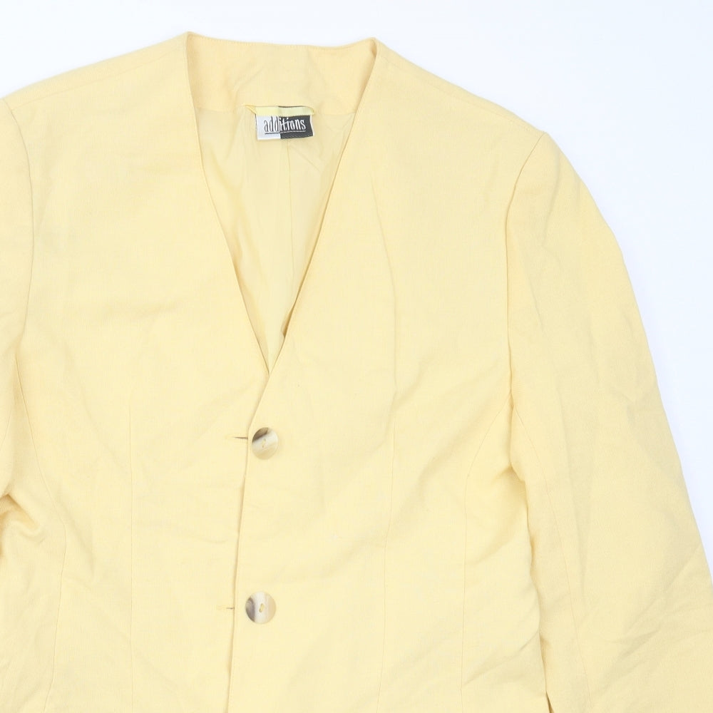 ADDITIONS Womens Yellow  Polyester Jacket Suit Jacket Size 12