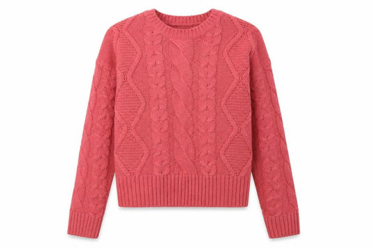 New Look Womens Pink Argyle/Diamond Acrylic Pullover Sweatshirt Size M  Pullover