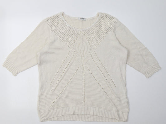 Damart Womens White Argyle/Diamond Acrylic Pullover Sweatshirt Size 20  Pullover