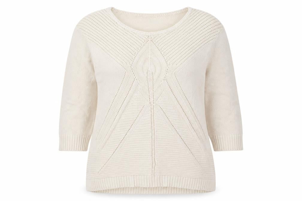 Damart Womens White Argyle/Diamond Acrylic Pullover Sweatshirt Size 20  Pullover