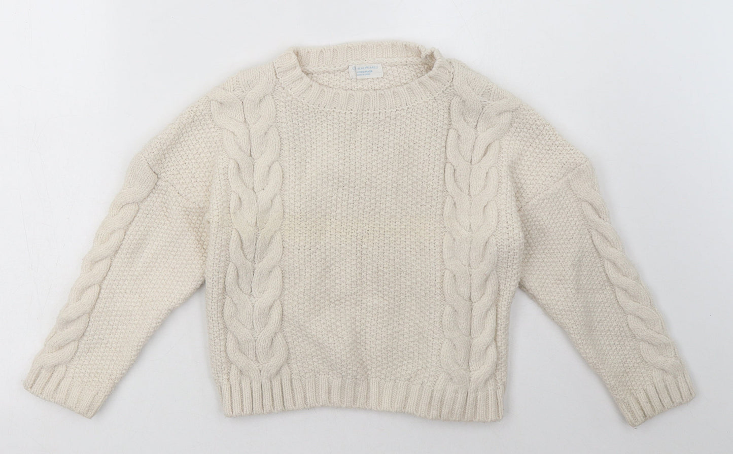 Primark Girls Beige  Acrylic Pullover Sweatshirt Size 9-10 Years  Pullover
