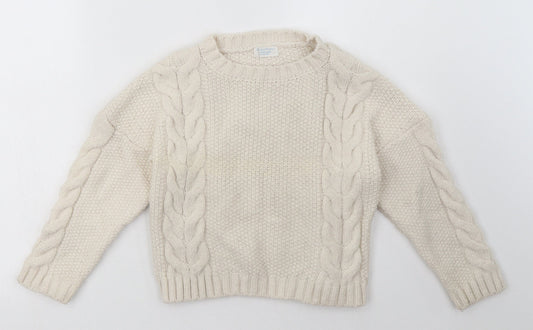 Primark Girls Beige  Acrylic Pullover Sweatshirt Size 9-10 Years  Pullover