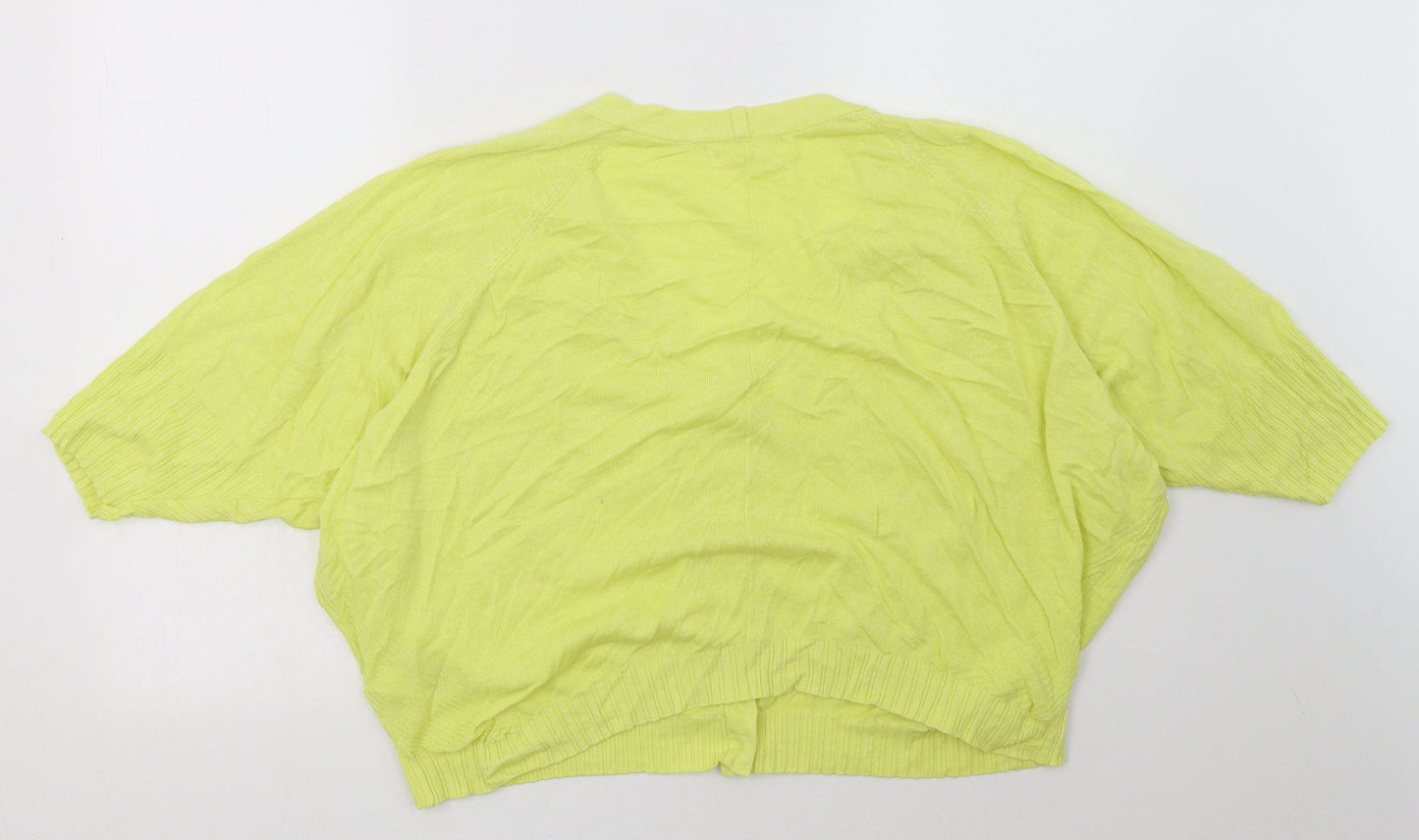 Marks and Spencer Womens Green V-Neck  Lyocell Cardigan Jumper Size XL