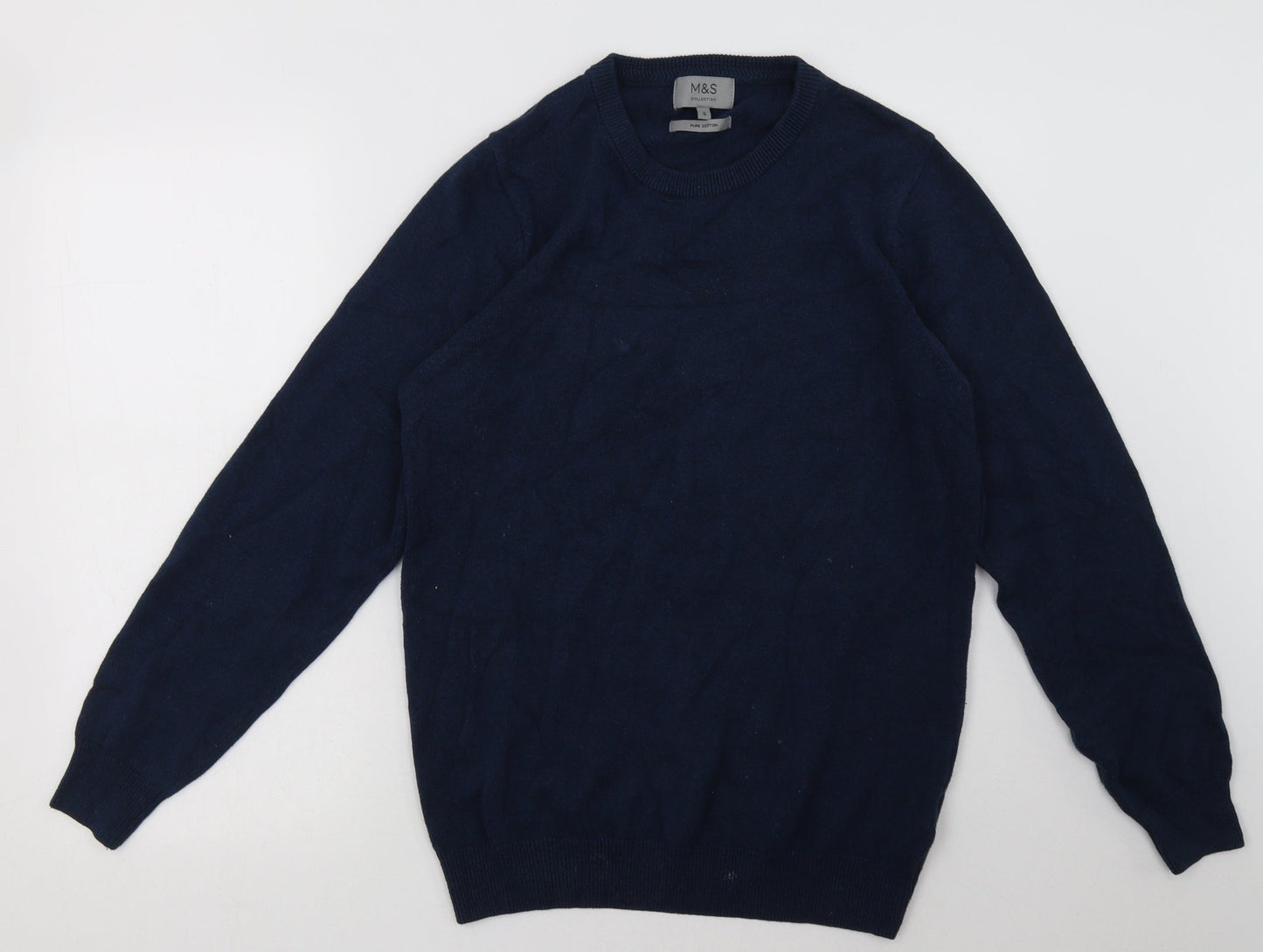Marks and Spencer Mens Blue  Cotton Pullover Sweatshirt Size S
