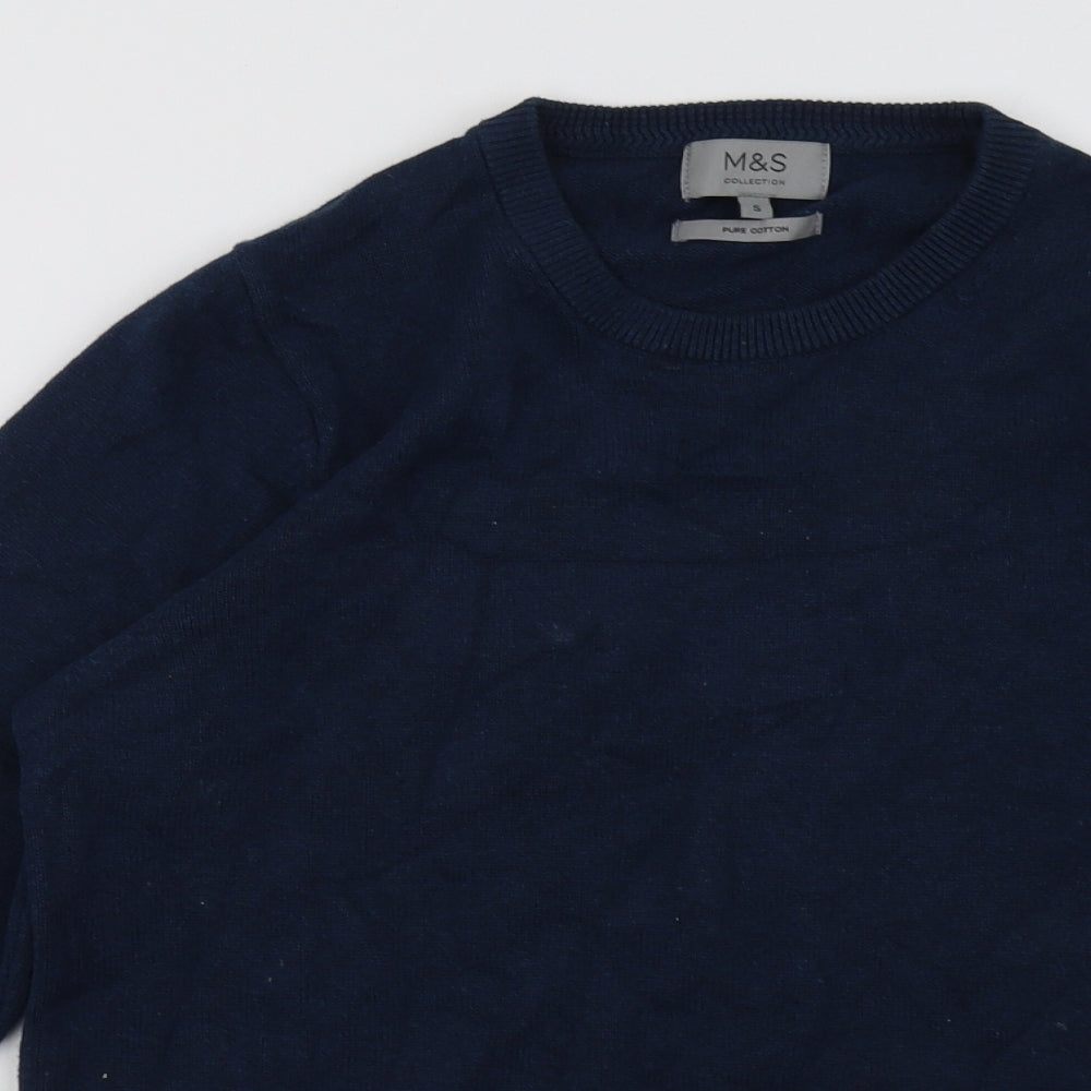 Marks and Spencer Mens Blue  Cotton Pullover Sweatshirt Size S