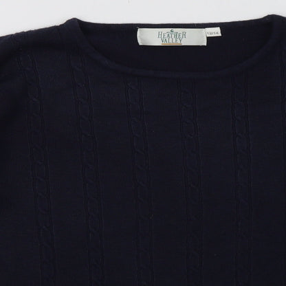 Preloved heather valley Womens Blue Argyle/Diamond Acrylic Pullover Sweatshirt Size 14  Pullover - Detail