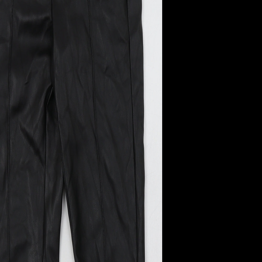Primark Womens Black  Polyurethane Trousers  Size 8 L28 in Regular Button