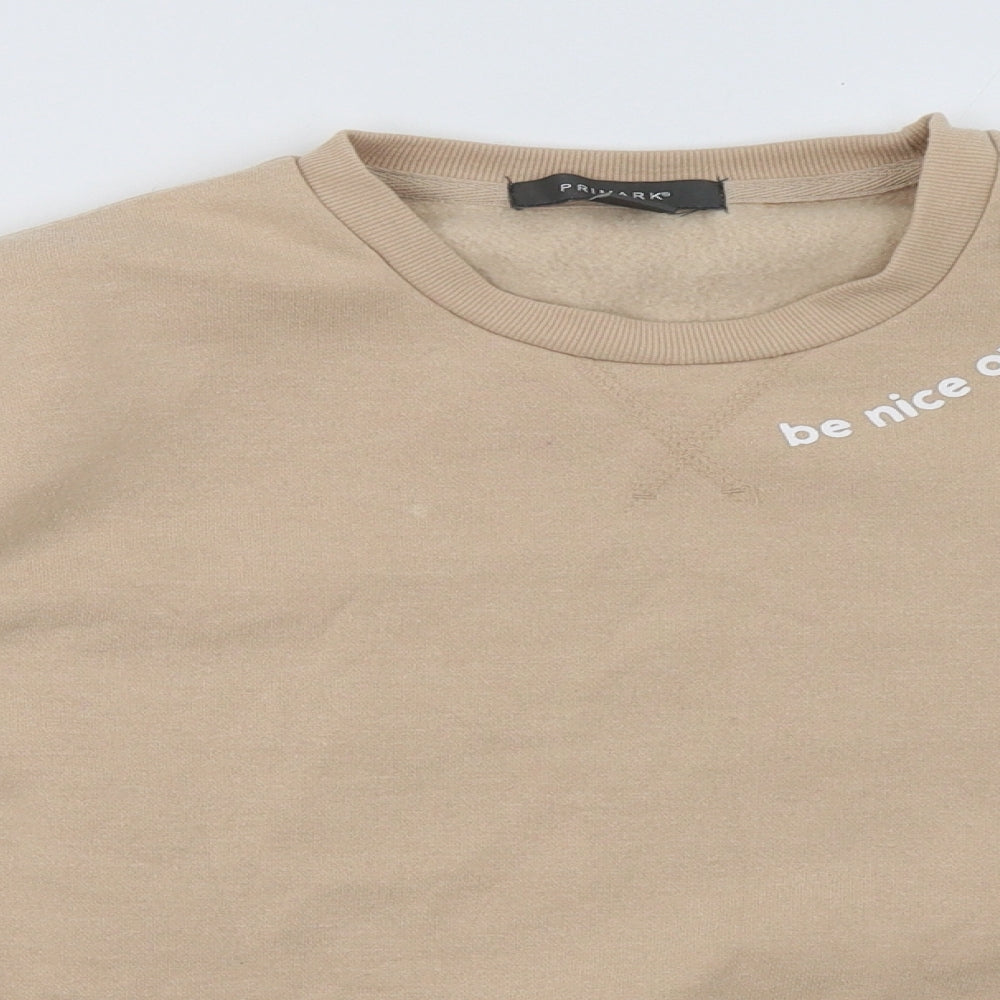 Primark Womens Beige  Polyester Pullover Sweatshirt Size S  Pullover - be nice or go away