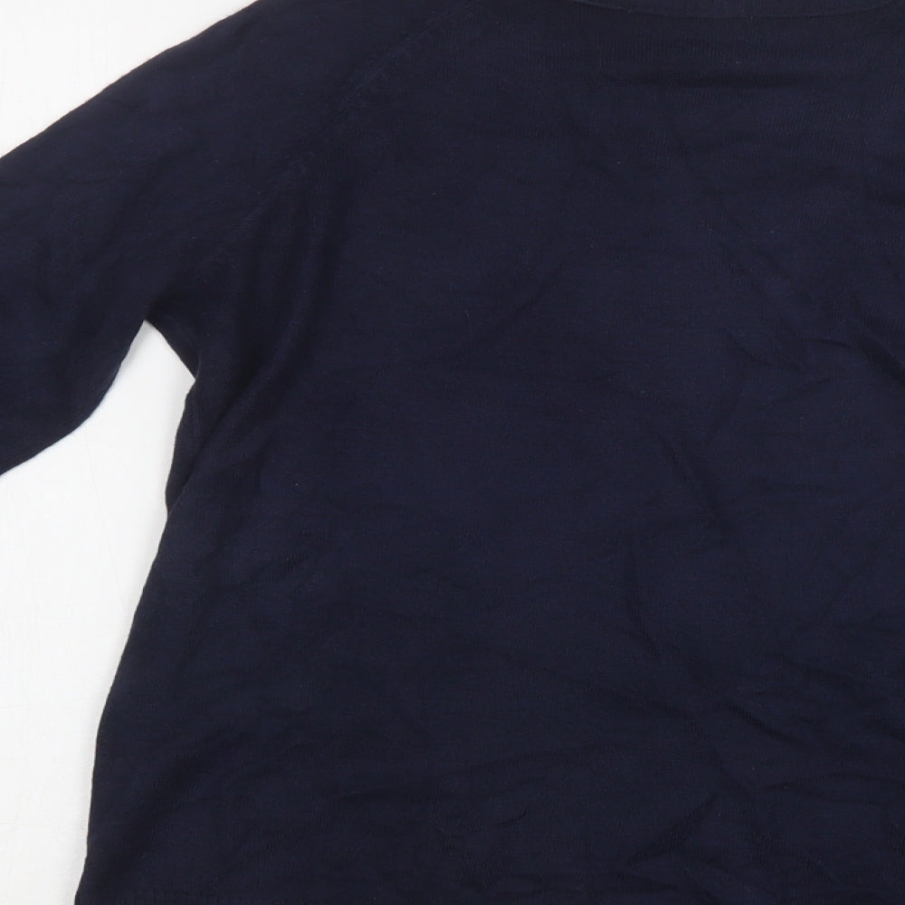 TU Womens Blue Round Neck  Acrylic Pullover Jumper Size 10