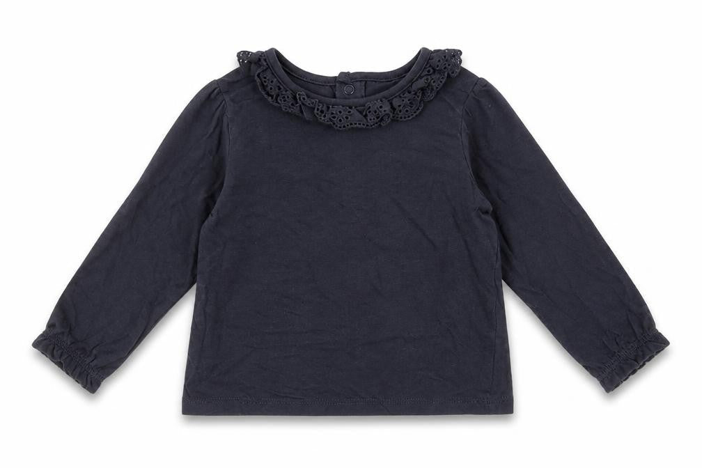 F&F Baby Grey  Cotton Basic Blouse Size 3-6 Months Crew Neck Snap