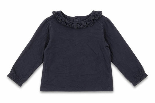 F&F Baby Grey  Cotton Basic Blouse Size 3-6 Months Crew Neck Snap