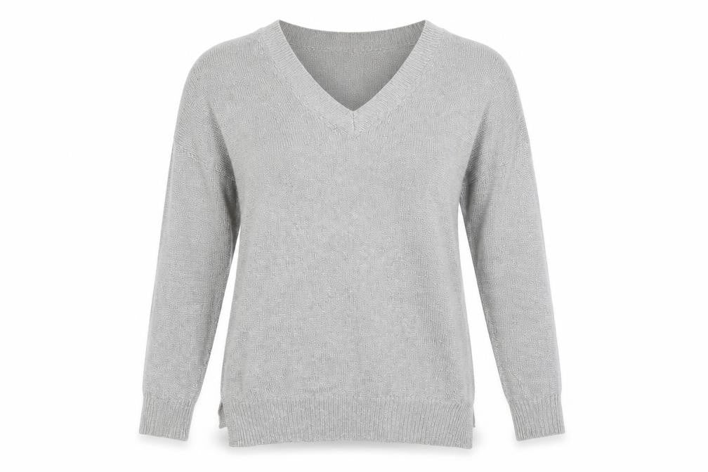 Topshop Womens Silver V-Neck  Viscose Pullover Jumper Size 6