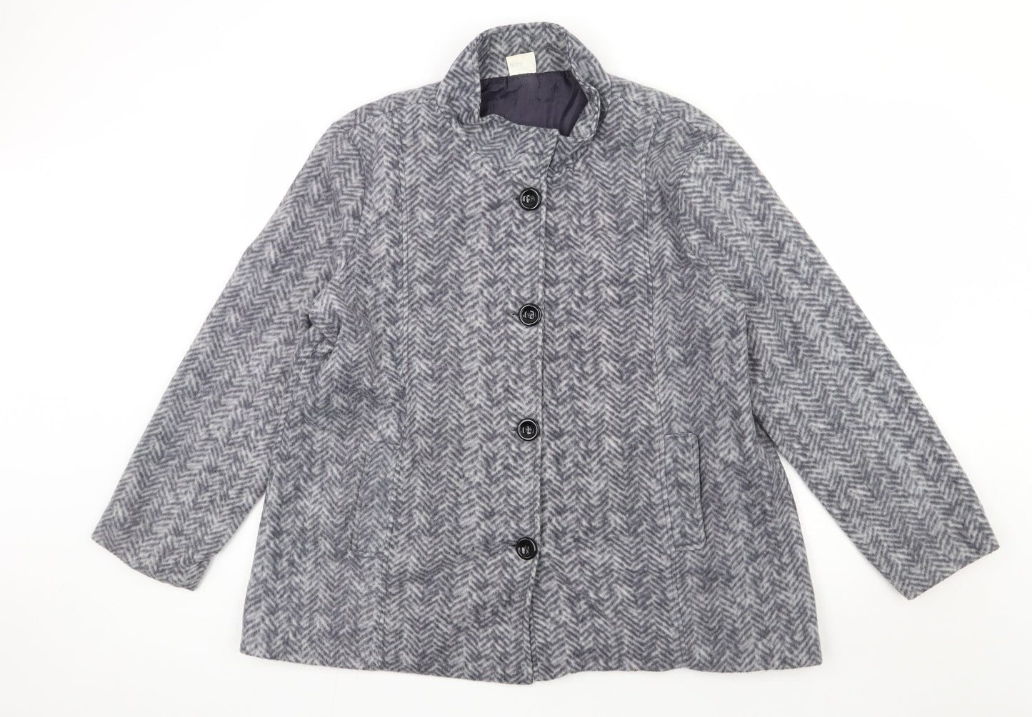 Preworn Womens Grey Herringbone  Jacket  Size L  Button