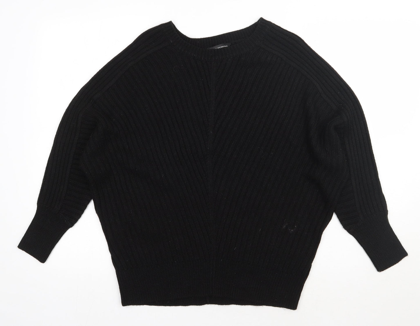 Dorothy Perkins Womens Black Round Neck  Acrylic Pullover Jumper Size 14
