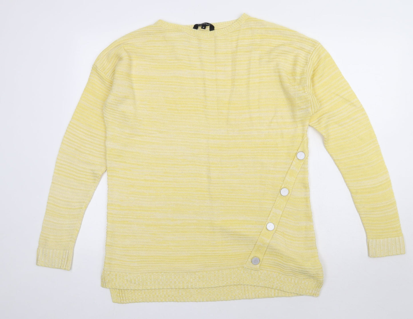 Peacocks Womens Yellow Boat Neck Striped Acrylic Pullover Jumper Size M