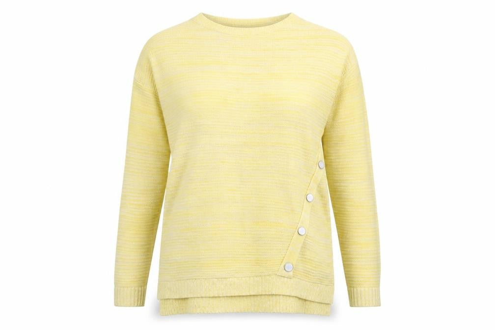 Peacocks Womens Yellow Boat Neck Striped Acrylic Pullover Jumper Size M