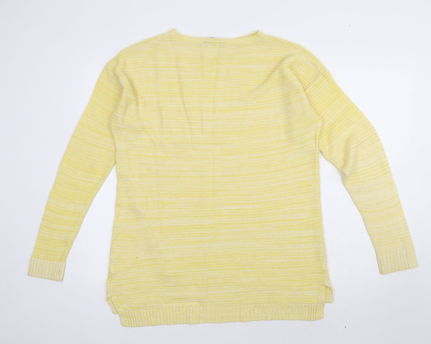 Peacocks Womens Yellow Boat Neck Striped Acrylic Pullover Jumper Size M