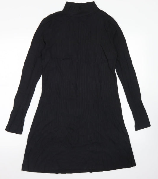 Divided Womens Black  Viscose Fit & Flare  Size M  Mock Neck