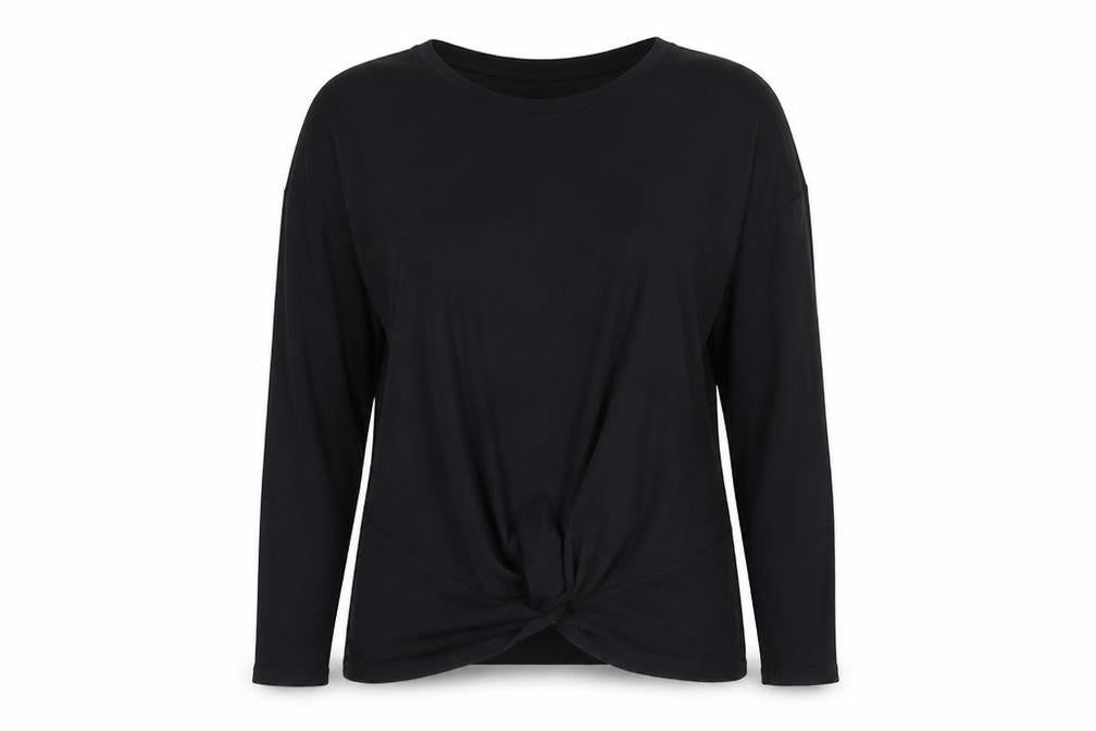 George Womens Black  Polyester Basic T-Shirt Size 10 Boat Neck - knot front