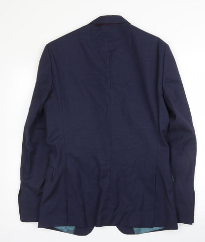 Zara Mens Blue  Wool Jacket Suit Jacket Size 38