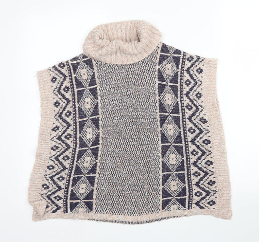 Matalan Girls Pink Roll Neck Fair Isle Acrylic Pullover Jumper Size 8 Years