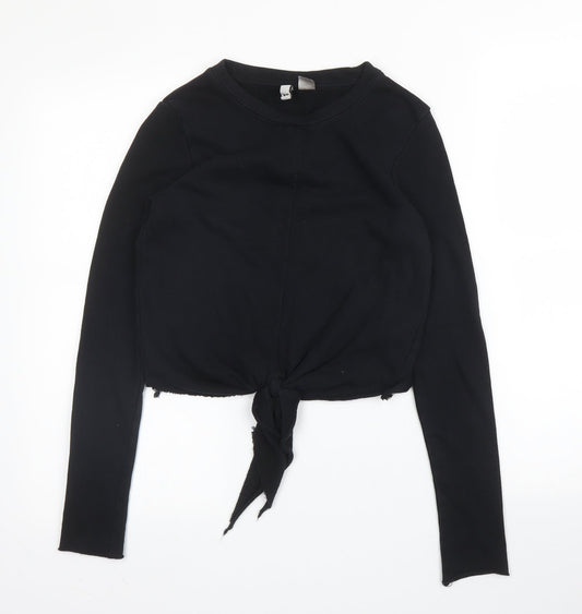 H&M Womens Black Round Neck  Cotton Pullover Jumper Size XS