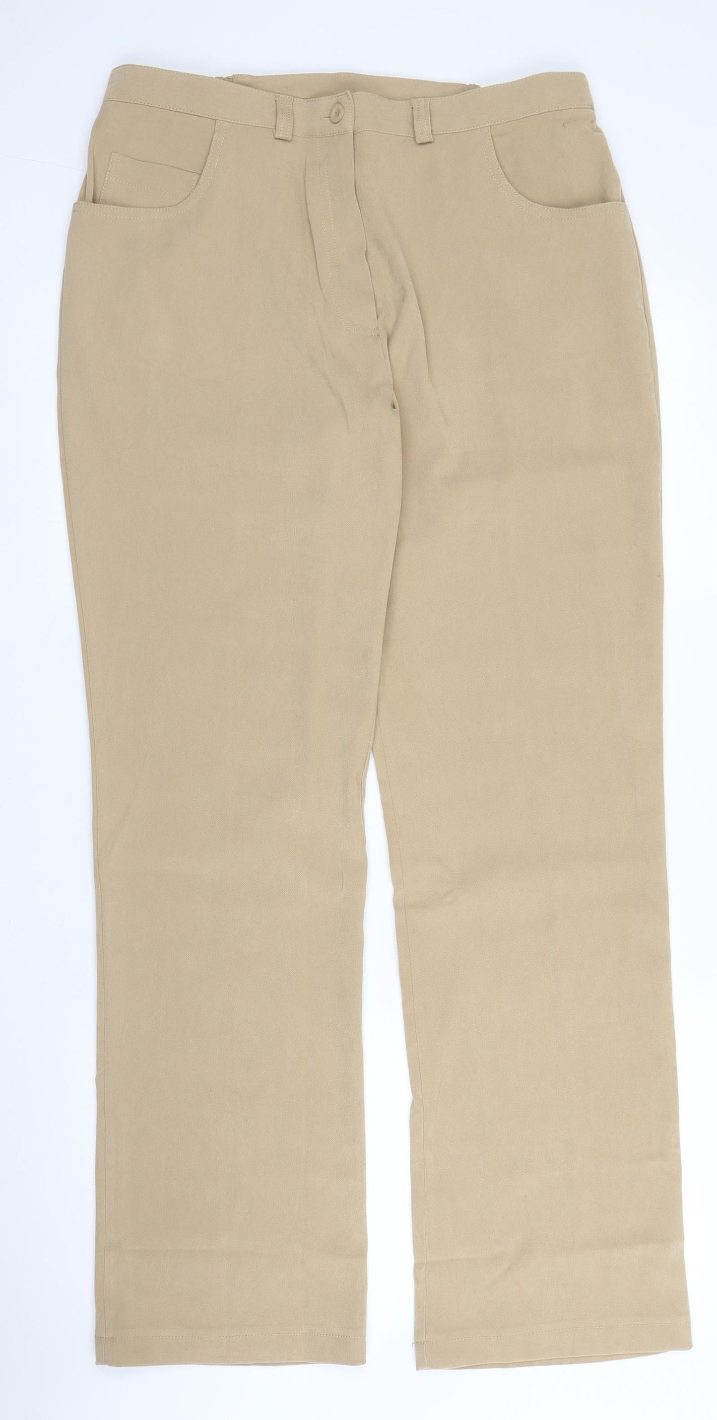 Casual Comfort Womens Beige  Polyester Trousers  Size 16 L30 in Regular