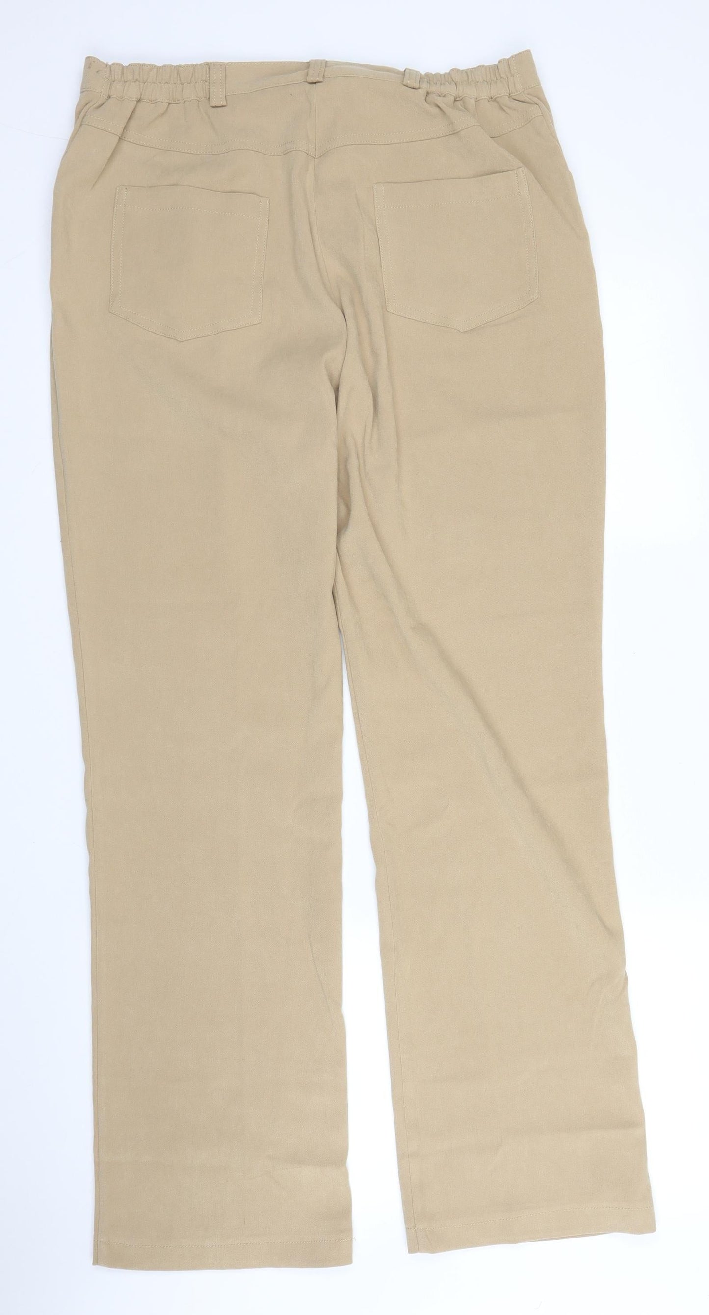 Casual Comfort Womens Beige  Polyester Trousers  Size 16 L30 in Regular