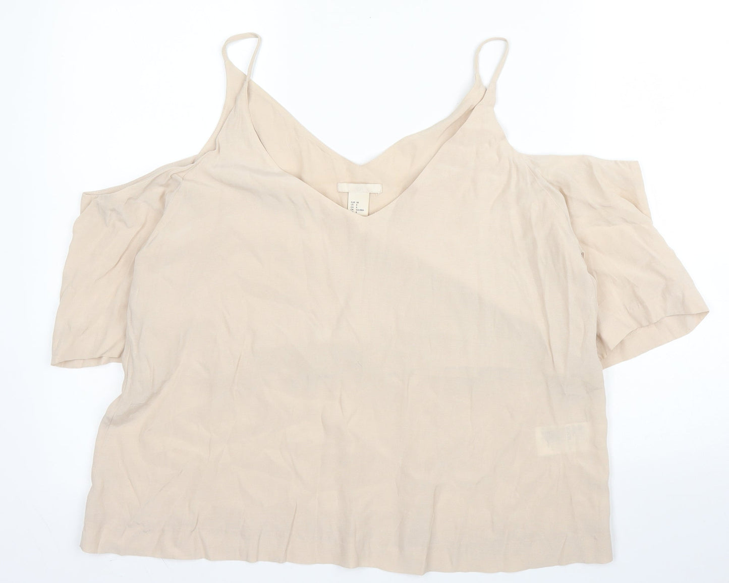 H&M Womens Beige  Viscose Camisole Blouse Size 10 V-Neck
