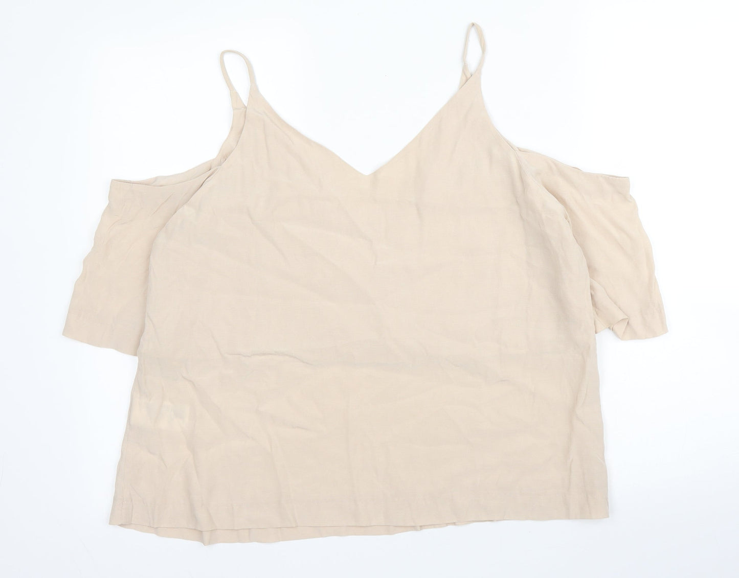 H&M Womens Beige  Viscose Camisole Blouse Size 10 V-Neck