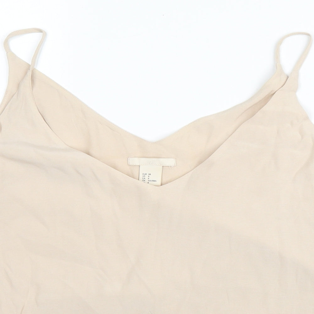 H&M Womens Beige  Viscose Camisole Blouse Size 10 V-Neck